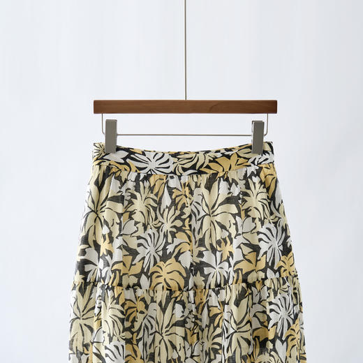 「自」全新升级【铂金会员220/天猫299/差价79】(12111)洛诗琳2025夏新款天丝亚麻高腰法式印花半身裙女 商品图1