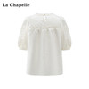 天猫同步【莱赛尔+重工刺绣】拉夏贝尔/La Chapelle花边圆领绣花短袖小衫上衣衬衫2025年新款 商品缩略图2