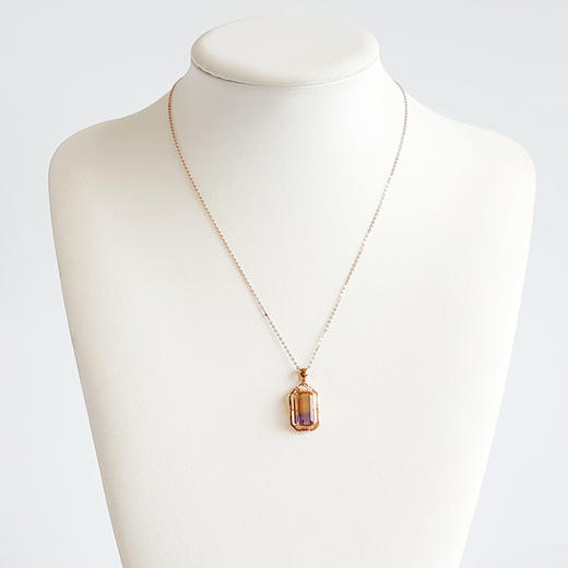 【天然正品】AU750玫瑰金镶全净体紫黄晶（智慧财富）水晶吊坠项链26.8*12.6*7.1MM（皆取最大值）女士现售价：2480！310325AH55 商品图5