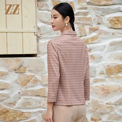 佐尔美经典时尚抽象几何图案针织工艺衫女M43CC15 商品图4