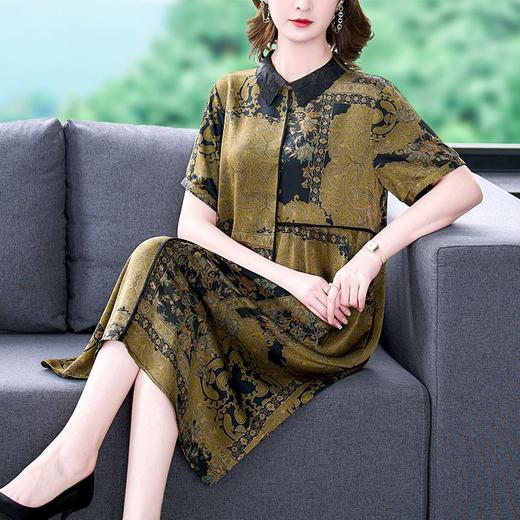 PDD5862阔太太中年妈妈装连衣裙女2025夏新款洋气A字裙 商品图1