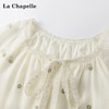 会员福利【精美刺绣~高品质】拉夏贝尔/La Chapelle蕾丝系带流苏抽绳刺绣七分袖收腰褶皱连衣裙 商品缩略图4