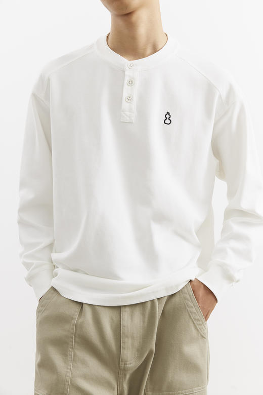 吃茶去chichaqu25经典轻量保暖亨利领长袖T恤户外休闲男女 商品图3