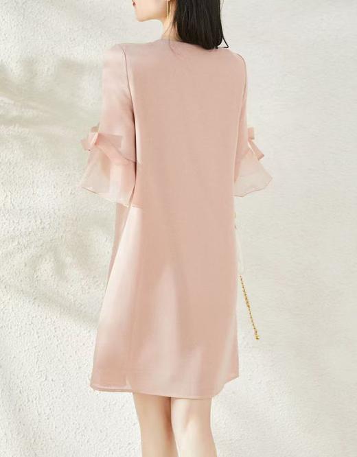 【MYBL】网纱蝴蝶结袖口中款连衣裙-喜出 商品图1