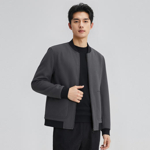 【含绵羊毛】保暖毛呢夹克2025秋新款针织棒球领休闲外套男 商品图13