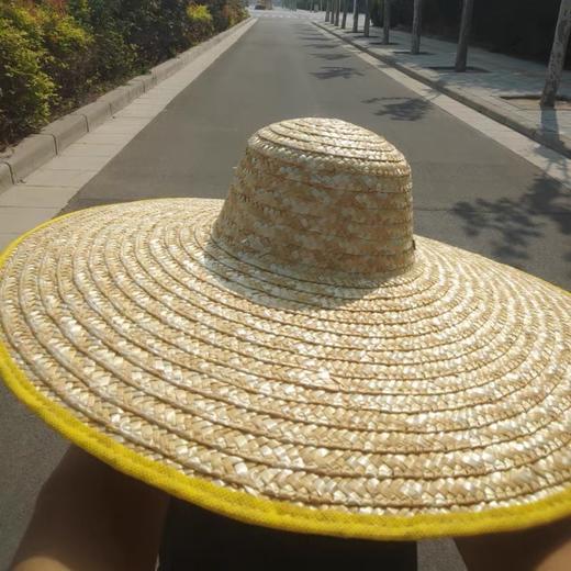 户外大草帽 手工麦秆草帽 工地钓鱼户外大檐太阳帽 45cm 包边 田园遮阳防晒 1顶 商品图2