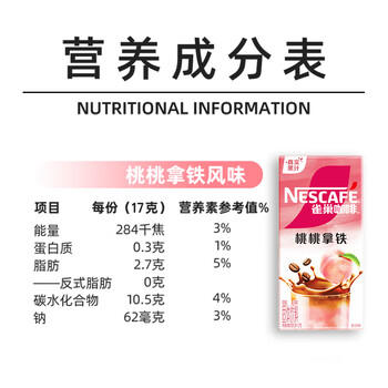 雀巢（Nestle）特调果萃桃桃拿铁速溶9.9元奶咖伴侣冲调饮品5条*17g 商品图1