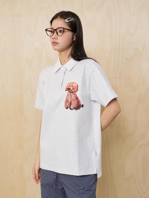 MoodLikeMe/MPL2505/水彩画印花毛绒小狗短袖polo衫 商品图2