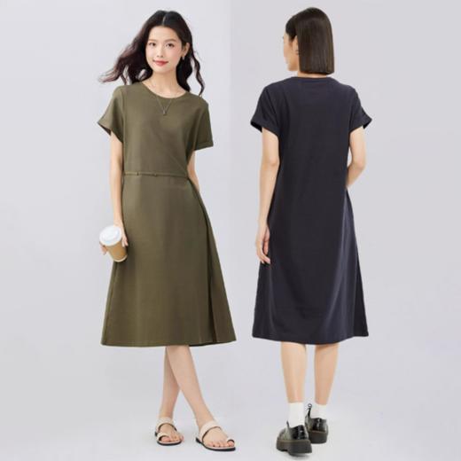 佐丹奴防晒连衣裙女黑科技凉感可调节腰开叉短袖t恤裙女13465222 商品图5