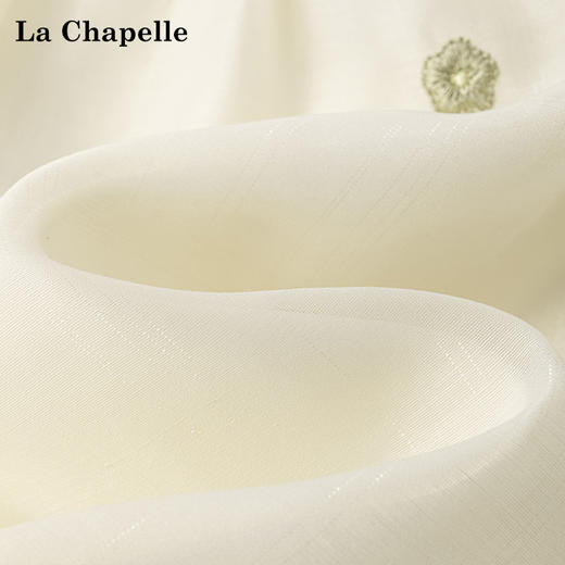 会员福利【精美刺绣~高品质】拉夏贝尔/La Chapelle蕾丝系带流苏抽绳刺绣七分袖收腰褶皱连衣裙 商品图6