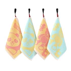 卡通小毛巾 儿童小方巾 挂布纯棉口水巾 全棉幼儿园擦手巾柔软可挂式小毛巾 25*25 随机颜色1条