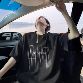 【GZ】无忧购日系宽松百搭潮男字母晕染印花短袖T恤1366（截单后3-5天发货)