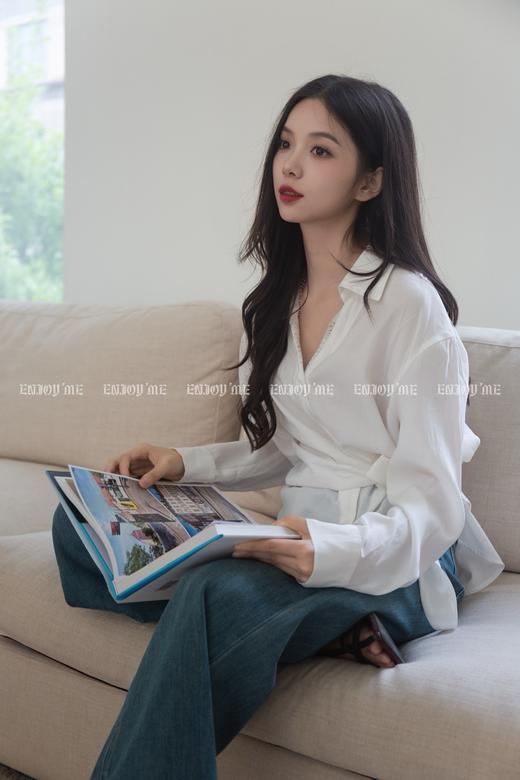 【门店同款】ENJOY秋季“谧色花颂”气质绑带衬衫 164343165 商品图8