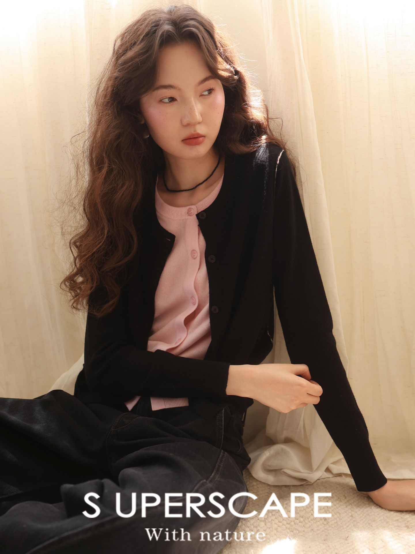 【8/6新品】素舶时髦知识分子miu风撞色假两件纯羊毛针织开衫上衣