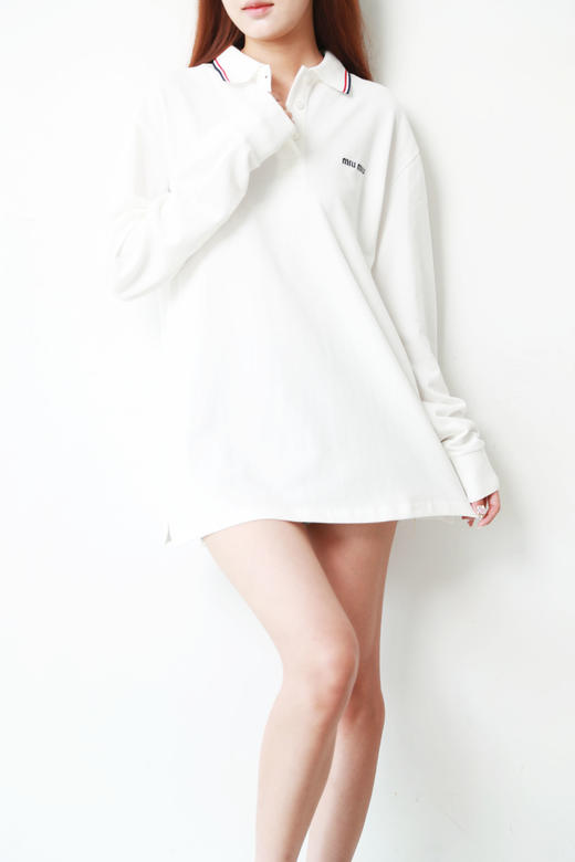 小香风刺绣polo衫，条纹复古长袖。胸口小标翻领长袖PoloC080158 商品图8