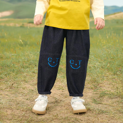 【防褪色】棉花堂黑色笑脸童趣牛仔裤——FA52132 商品图7