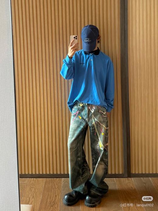 MM 双层撞色衣领 25秋冬新款刺绣字母珠地网眼长袖POLO衫 Z-15541 商品图4