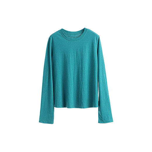 绽放女装511朵/【大山的褶皱】日本进口高支棉圆领长袖T恤打底衫 商品图4