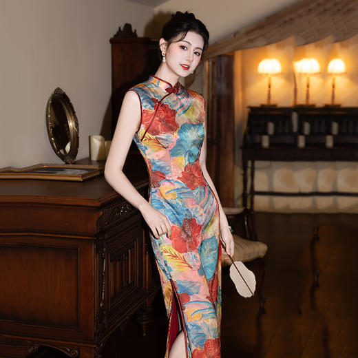 SC21289无袖夜上海民国风长款中式旗袍改良年轻款2025新款女复古修身夏季 商品图3