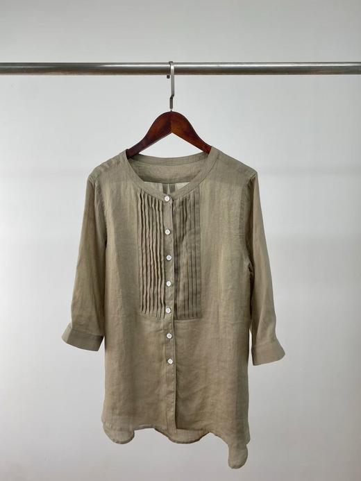 小禾七分袖衬衫！25夏季新款宽松文艺圆领上衣百褶百搭五分袖！ 商品图6