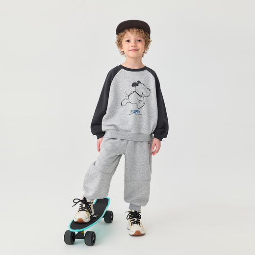 马克珍妮男童快乐小狗拼色卫衣 宝宝套头衫2025年秋装新款551129 商品图2