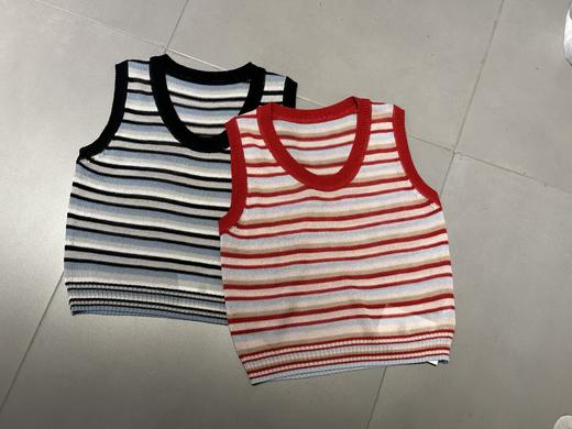 【门店同款】ENJOY夏季“可露丽”条纹撞色针织上衣 163095972 商品图1