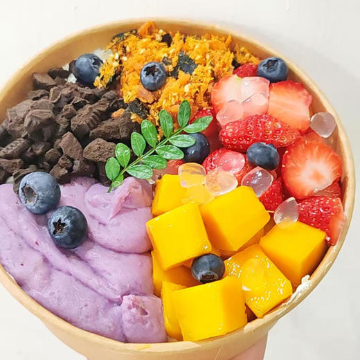 喇叭花网红鲜果切牛皮纸碗打包盒一次性铝箔圆形沙拉碗纸水果捞盒 商品图2