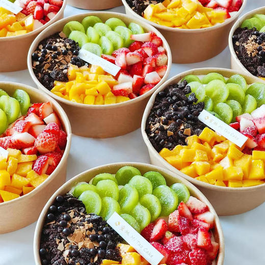 喇叭花网红鲜果切牛皮纸碗打包盒一次性铝箔圆形沙拉碗纸水果捞盒 商品图3