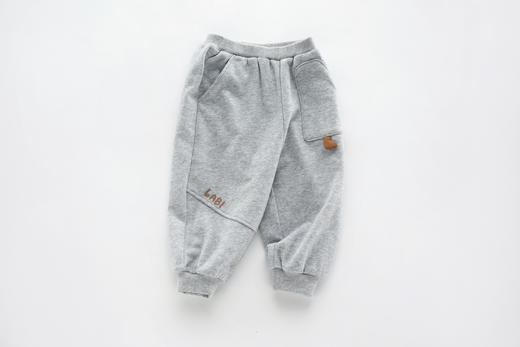 拉比童衣-3休闲i5贴袋束口长裤花灰 商品图1