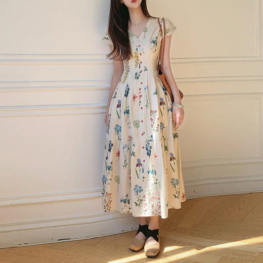 裁缝学苑AS549法式小飞袖V领收腰连衣裙纸样女装长款裙子样板 商品图1