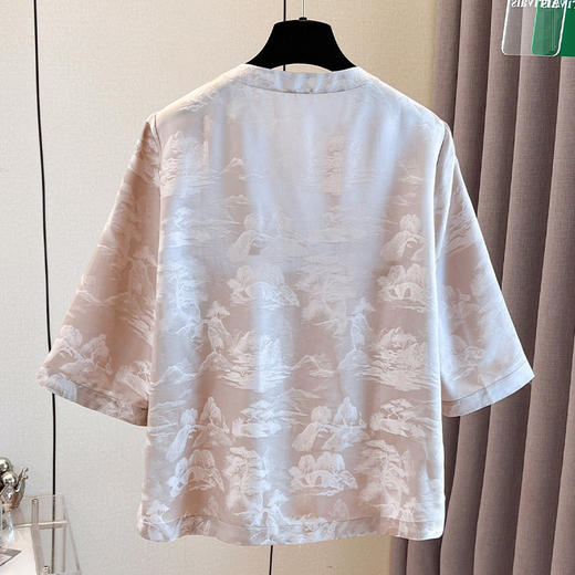 A34639高品质舒适桑蚕丝减龄妈妈夏新款国风改良旗袍斜襟小衫新中式衬衫 商品图2