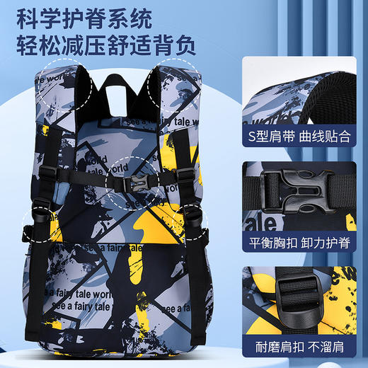 新款芝麻宝贝小学生书包 男1-3-6年级迷彩书包儿童轻便休闲双肩包开学季学习用品新款书包补习袋 商品图2