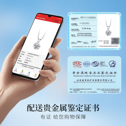 Winy 足银999耀梦项链镶嵌1克拉（莫桑钻）配证书送女友闺蜜节日生日礼物 商品图5
