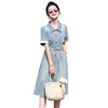 【预售3天】复古牛仔连衣裙夏季新款时尚洋气收腰中长裙配腰带 YF9638 商品缩略图4