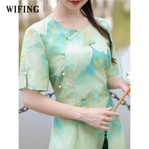 未风水墨山雪纺改良旗袍连衣裙女2025新款夏季显瘦新中式国风裙子 商品图1