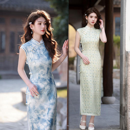 老上海复古中国风长款无袖旗袍2025春夏新款修身时尚日常可穿旗袍SYK211007 商品图0