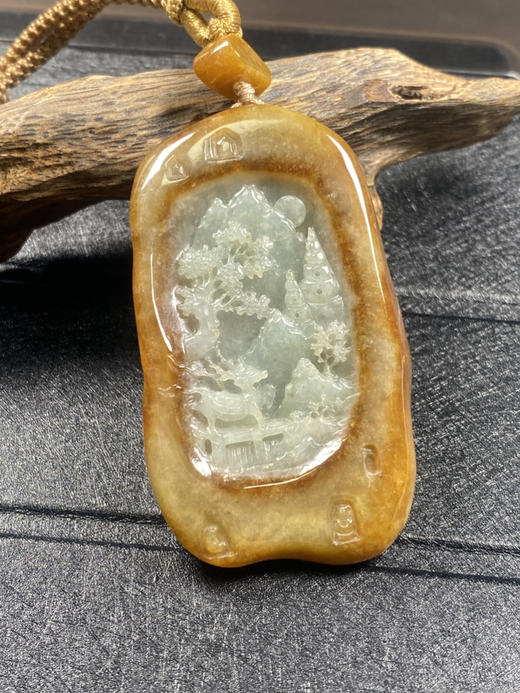 【FC0093】翡翠黄翡山水挂件  庄厚特色  天然黄翡 雕工精湛 商品图2