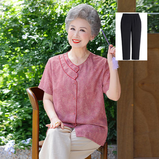 奶奶夏装短袖中老年人衬衫女妈妈花色衬衣洋气小衫夏季衣服婆婆妈 商品图8