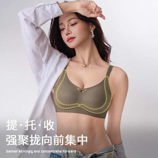YQM-506#【5060】  水波温柔乳胶内衣女无痕聚拢防下垂反重力镂空杯提拉轻塑薄款文胸（单件） 商品图2