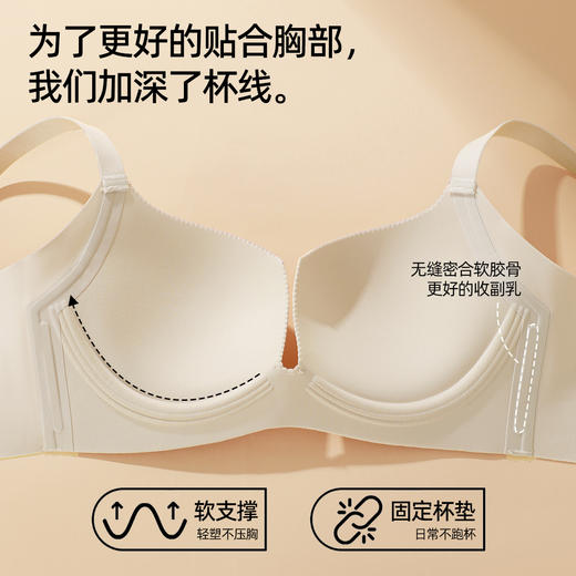 熳洁儿 新品粉底液隐形内衣光面无痕性感深U小胸聚拢文胸20761537 商品图3