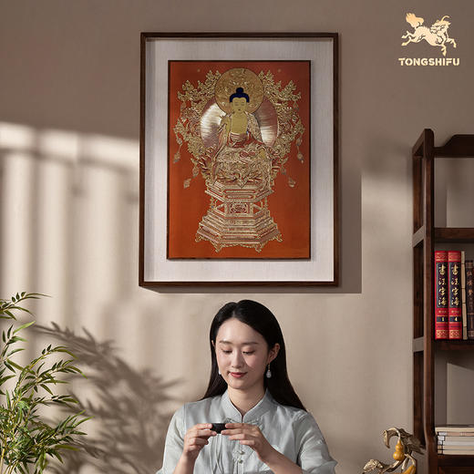 铜师傅 手工錾刻 唐卡《大日如来》客厅玄关画沙发背景墙装饰挂画 商品图4