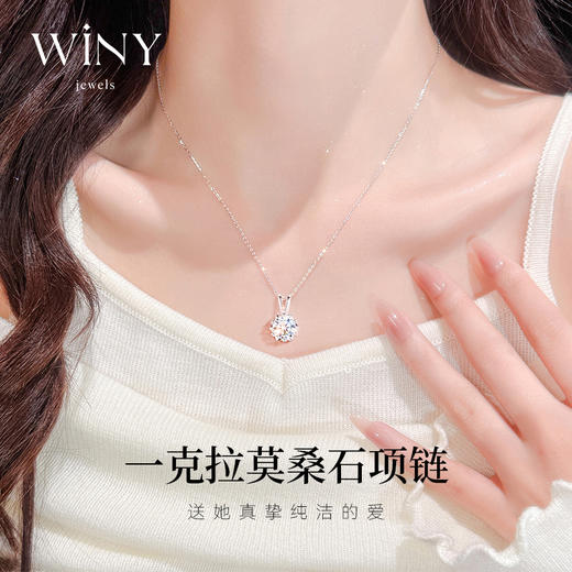 Winy 足银999耀梦项链镶嵌1克拉（莫桑钻）配证书送女友闺蜜节日生日礼物 商品图3