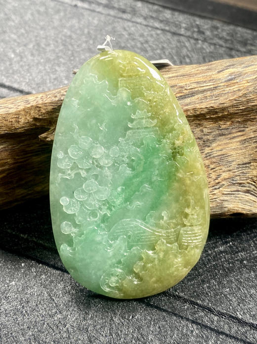 【FC0097】翡翠黄加绿山水牌挂件  色泽亮丽 雕工精美 商品图3