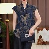 A34459高品质减龄中年女真丝新中式国风提花短袖衬衫夏大码修身显瘦衬衣 商品缩略图3