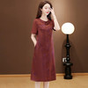 中长款时尚连衣裙，气质优雅中老年妈妈短袖a字裙QYM-YJ-25DS675-L 商品缩略图3