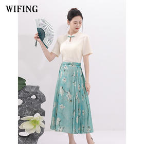 未风针织拼接新中式马面裙汉服连衣裙女2025新款夏季拼接国风长裙