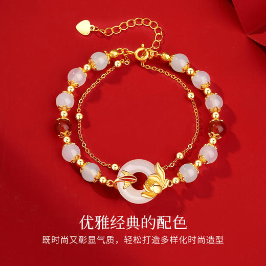 Winys925银和田玉金鲤戏莲手链配证书送女友闺蜜节日生日礼物 商品图2