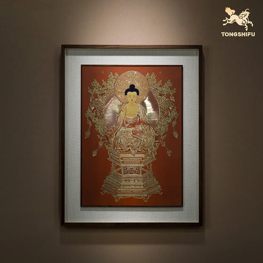 铜师傅 手工錾刻 唐卡《大日如来》客厅玄关画沙发背景墙装饰挂画 商品图0