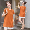 EHJY5089新中式棉麻套装女2025夏新款时尚复古洋气盘扣斜襟上衣短裤两件套 商品缩略图1