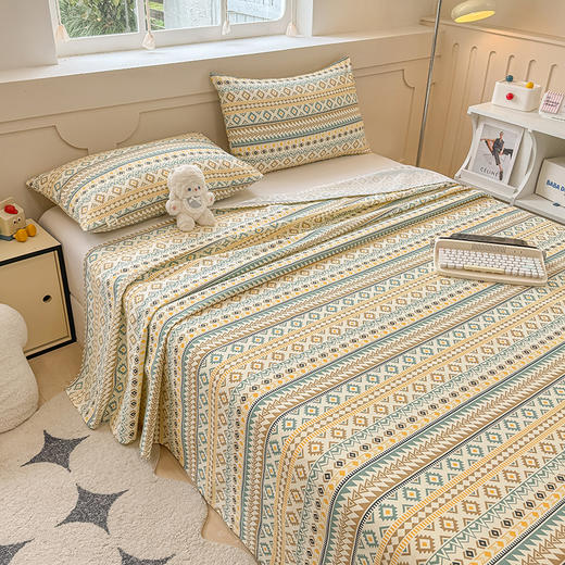 【品牌直发】加倍生活 新款原棉老粗布床单三件套 传统织造工艺 72道工序处理 传统粗布凉席 耐磨耐用 贴身柔软 商品图1